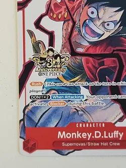 Monkey D. Luffy RARE 3RD ANNIVERSARY PROMO ALT ART ST01-012 ONE PIECE NON-FOIL - Image 3