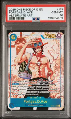 2025 ONE PIECE OP13-CARRYING ON HIS WILL ALTERNATE ART PORTGAS D. ACE PSA 10 - Image 1