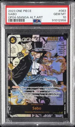 2023 ONE PIECE OP04-KINGDOMS OF INTRIGUE MANGA ALTERNATE ART #083 SABO PSA 10 - Image 1