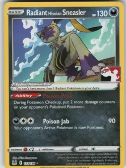 Pokemon TCG Radiant Hisuian Sneasler Radiant Rare Prize Pack Series Cards 123/19 - Image 1