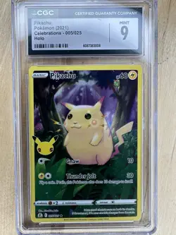 Pokemon TCG Celebrations Pikachu Holo Rare Card 005/025 25th Anniversary CGC 9 - Image 1