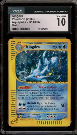 Pokemon Kingdra Aquapolis Holo Rare #H14 CGC 10 Gem Mint - Image 1