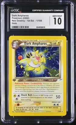 Pokemon 2002 Neo Destiny 1st Edition Dark Ampharos #1/105 CGC 10 GEM MINT - Image 1