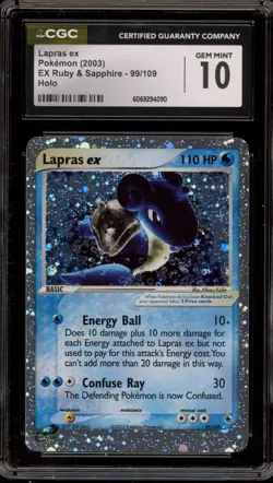 Pokemon Lapras ex EX Ruby & Sapphire Holo Ultra Rare #99 CGC 10 Gem Mint - Image 1