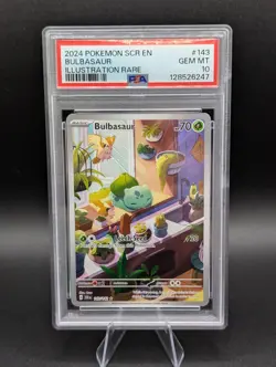 Pokemon 2024 Bulbasaur 143/142 Illistration Rare Stellar Crown PSA 10 - Image 1