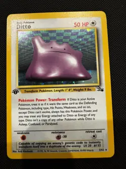Pokemon TCG: Ditto 3/62 - Fossil Holo 1st Edition - MP - Image 1