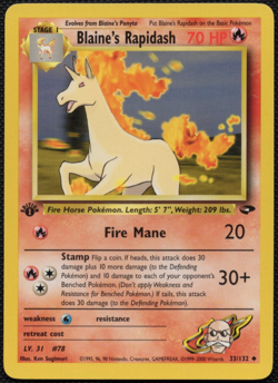 Blaine's Rapidash 1st Edition 33/132 Uncommon WOTC Gym Challenge Pokemon - Image 1