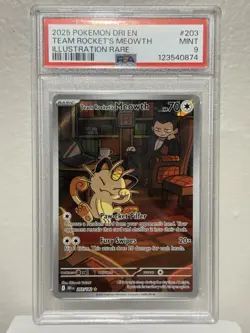 PSA Mint 9 Team Rocket’s Meowth 203/182 Illustration Rare Graded Pokemon TCG - Image 1