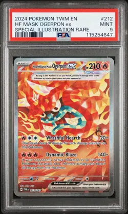 PSA 9 Pokemon Twilight Masquerade Hearthflame Mask Ogerpon ex SIR 212/167 - Image 1