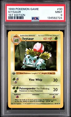 1999 Pokemon Game #30 Ivysaur 1st Edition Shadowless PSA 9 MINT - Image 1