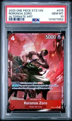 2025 ONE PIECE STARTER DECK ST21-EX GEAR 5 ALTERNATE ART RORONOA ZORO PSA 10 - Image 1