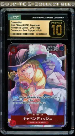CGC 10 PRISTINE ⭐ One Piece Cavendish OP01-008 Romance Dawn Box Topper Japanese - Image 1