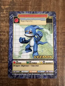 BO-109 Veemon Digimon Card Digi-Battle Series 3 2000 Bandai - Image 1