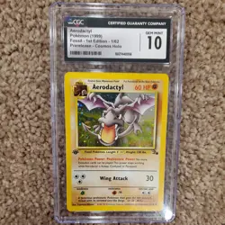 Aerodactyl 1999 Pokemon Fossil 1st Edition Prerelease Cosmos Holo #1 CGC 10 GM - Image 1