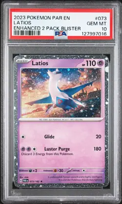 Latios 073 PSA 10 Cosmos Holo Pokemon Paradox Rift 2 Pack Blister Double Swirl - Image 2
