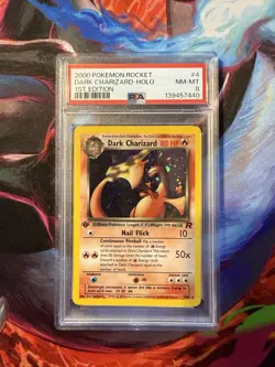Pokemon Team Rocket 1st Edition Dark Charizard 4/82 Holo PSA 8 NM-MT - Image 1