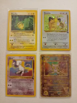 VTG Black Star Promos X4 Pokemon TCG Inc Ancient Mew Holo Meowth Pikachu Mew - Image 1