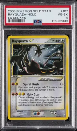 2005 POKEMON EX DEOXYS GOLD STAR #107 RAYQUAZA-HOLO PSA 4 - Image 1