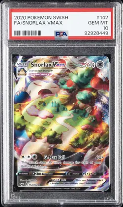 2020 POKEMON SWORD & SHIELD #142 FULL ART/SNORLAX VMAX PSA 10 - Image 1