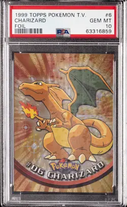 1999 TOPPS POKEMON TV FOIL #6 CHARIZARD PSA 10 - Image 1