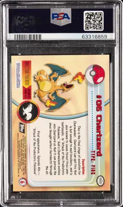 1999 TOPPS POKEMON TV FOIL #6 CHARIZARD PSA 10 - Image 2