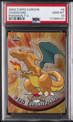 2000 TOPPS CHROME POKEMON T.V. #6 CHARIZARD PSA 10 - Image 1