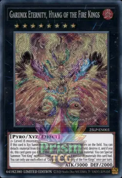 Garunix Eternity, Hyang of the Fire Kings secret rare 25LP-EN003 Yugioh - Image 1