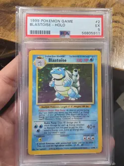 Pokemon Blastoise Red Dot Error Holo Rare Card 2/102 Base Set PSA 5 - Image 1