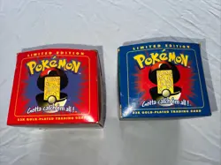 Pokemon 1995-1998 Vintage 23K Gold Plated Trading Cards Lot Of 2 Charizard/Poliw - Image 1
