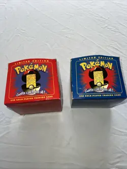 Pokemon 1995-1998 Vintage 23K Gold Plated Trading Cards Lot Of 2 Charizard/Poliw - Image 2