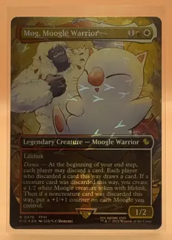 MTG Final Fantasy MOG, MOOGLE WARRIOR Borderless Chocobo Track Foil NM - Image 1