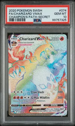 2020 POKEMON SWORD & SHIELD CHAMP'S PATH SECRET FULL ART/CHARIZARD VMAX PSA 10 - Image 1