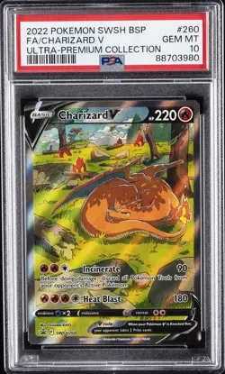 2022 POKEMON SWSH BLACK STAR PROMO #260 FULL ART/CHARIZARD V PSA 10 - Image 1