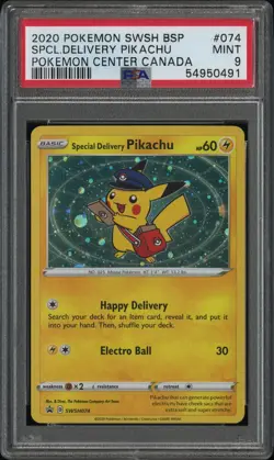 Pokemon Special Delivery Pikachu SWSH074 PSA 9 Canada Promo SWSH074 - Image 1
