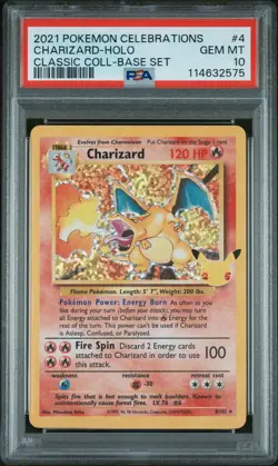 2021 POKEMON CELEBRATIONS CLASSIC COLL #4 CHARIZARD-HOLO PSA 10 - Image 1