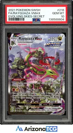 Pokemon 2021 Rayquaza VMAX 218/203 Alt Art Evolving Skies GEM MINT PSA 10 - Image 1