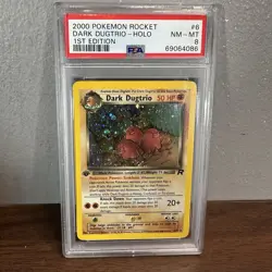 2000 Pokemon 1st Edition Dark Dugtrio Holo #6 Team Rocket PSA 8 NM-MT WOTC - Image 1