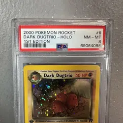 2000 Pokemon 1st Edition Dark Dugtrio Holo #6 Team Rocket PSA 8 NM-MT WOTC - Image 2