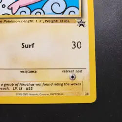 2001 Surfing Pikachu #28 - Black Star Promo Non-Holo Rare - Pokemon TCG - NM - Image 3
