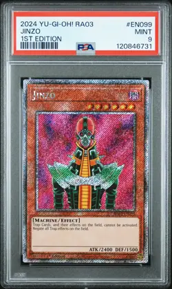 2024 Yu-Gi-Oh - Jinzo - RA03-EN099 - Platinum Secret Rare - PSA 9 (Sept 25) - Image 1