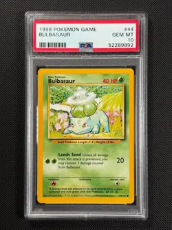 Pokemon Card Bulbasaur 44/102 Regular PSA 10 WOTC Base Set GEM MINT - Image 1