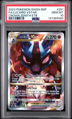PSA 10 LUCARIO VSTAR SWSH291 BLACK STAR PROMO CROWN ZENITH ETB POKEMON 😍 - Image 1
