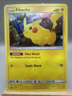 Pokemon PIKACHU SM157 Holo 2018 Sun & Moon Black Star Promo LP/NM - Image 1