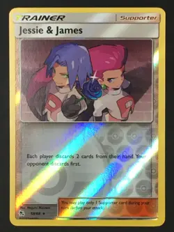 Pokemon TCG Jessie and James 58/68 Hidden Fates Reverse Holo Rare LP - Image 1