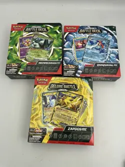 Pokemon TCG Deluxe Battle Deck - Set of 3 - Zapdos Ex Meowscarda Ex Quaquaval Ex - Image 1