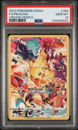 2023 POKEMON SWORD & SHIELD CROWN ZENITH #160 FULL ART/PIKACHU PSA 10 - Image 1