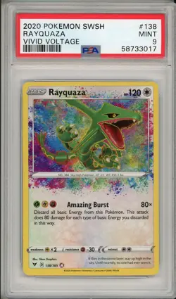 2020 Pokemon SWSH Vivid Voltage Rayquaza Holo #138 PSA 9 - Image 1