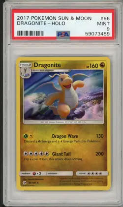 2017 Pokemon Sun & Moon Base Set Dragonite Holo #96 PSA 9 - Image 1