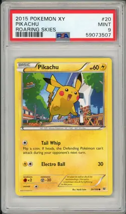 2015 Pokemon XY Roaring Skies Pikachu #20 PSA 9 - Image 1