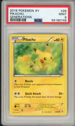 2016 Pokemon XY Generations Pikachu #26 PSA 9 - Image 1